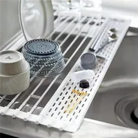 Égouttoir enroulable pour évier de cuisine, support pour tasses à vaisselle, support sec pliable pour comptoir de cuisine, tapis de vidange de rangement 2