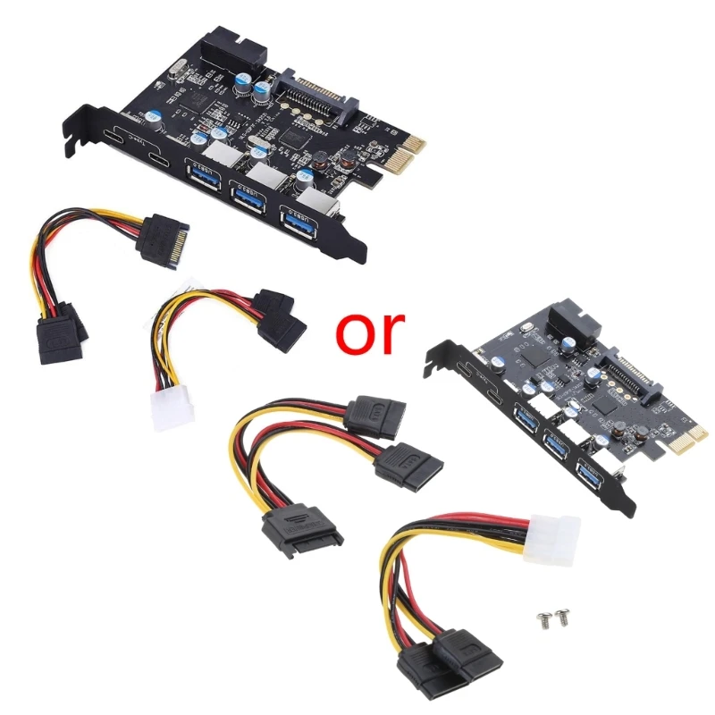 

5-портовая 5-гигабитная карта USB3.0 Type-C Pci-e Pcie, плата расширения PCI-E, питание