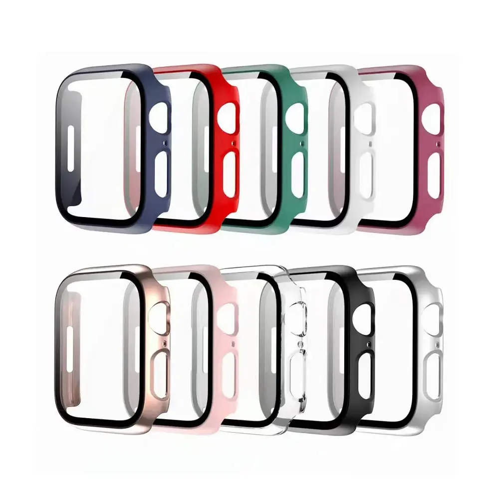 Tempered Glass+Cover For Apple Watch Case 45mm 41mm 44mm 40mm 42mm Screen Protector Apple Watch Accessories Serie 9 4 5 6 SE 7 8 apple watch screen protector