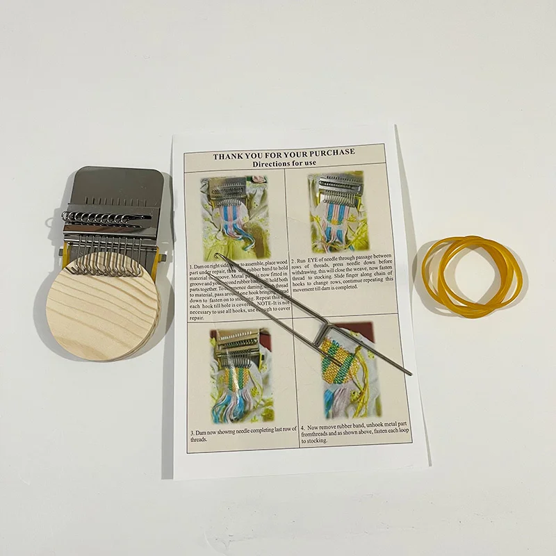 Mini Darning Loom Machine DIY Apparel Sewing Small Loom Small Mender for Darning Machine with Instructions Accessories knitting craft supplies knitting loom