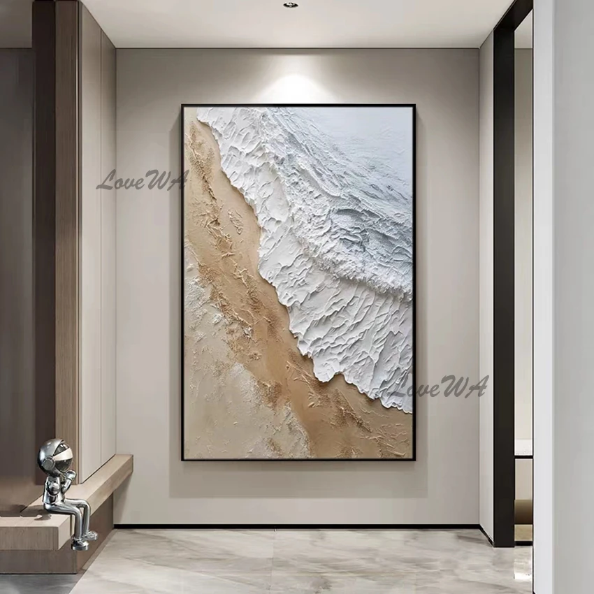 家のための抽象的な油絵,純白,シンプルでエレガントな装飾 - AliExpress