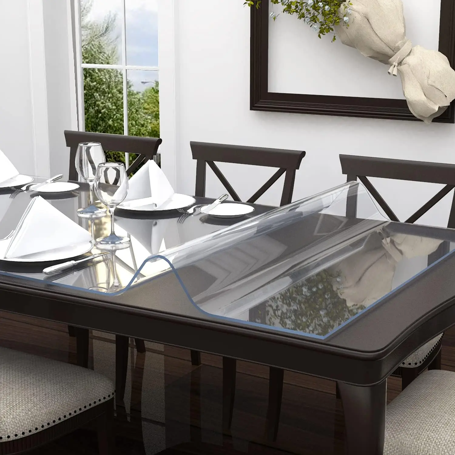 1.5mm Clear Desk Mat Waterproof Plastic Table Cover Protector Crystal Vinyl Tablecloth Clear Desk Pad Protector Easy to