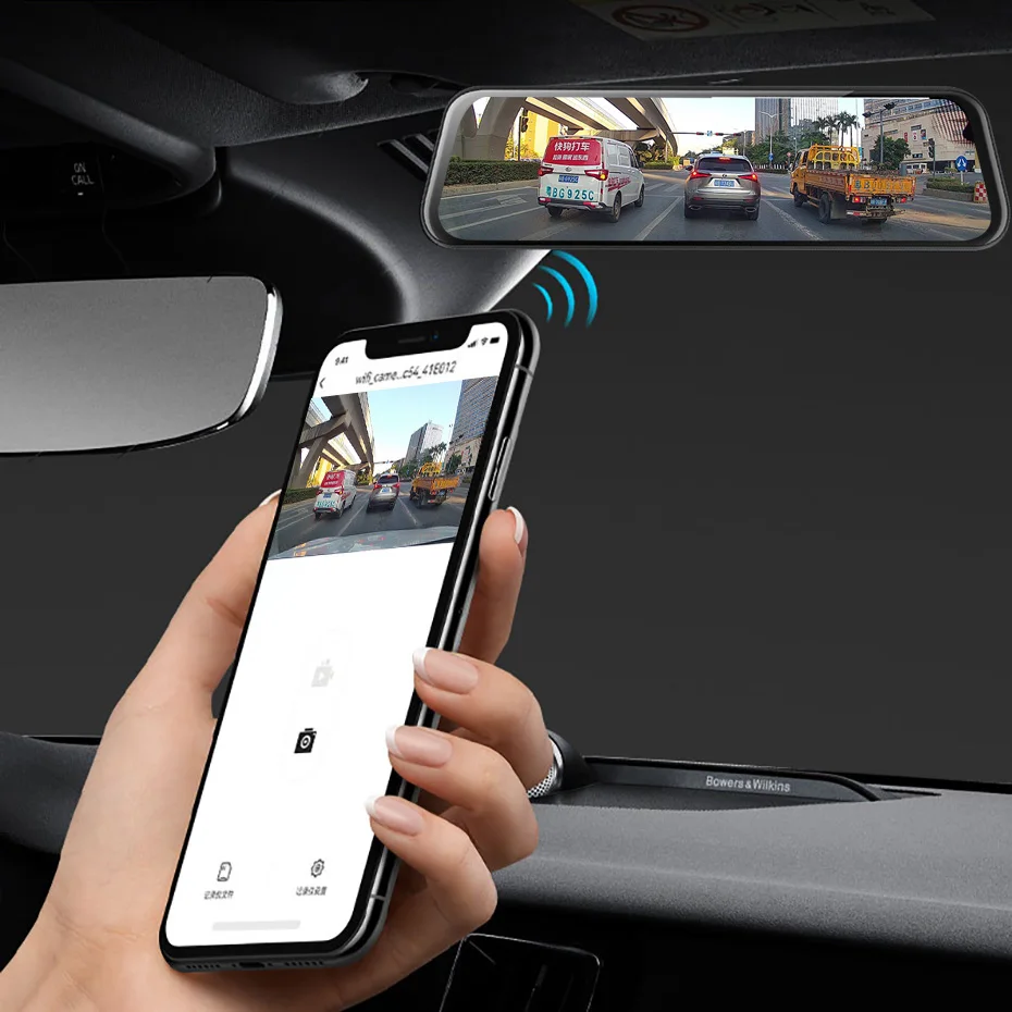 Car DVR WIFI 3 IN 1 Rear View Mirror Video Recorder 2.5K FHD 10 Inch Dash Cam Sony Lens 1440 Camera Streaming Rearview Mirror Car Dash Cam