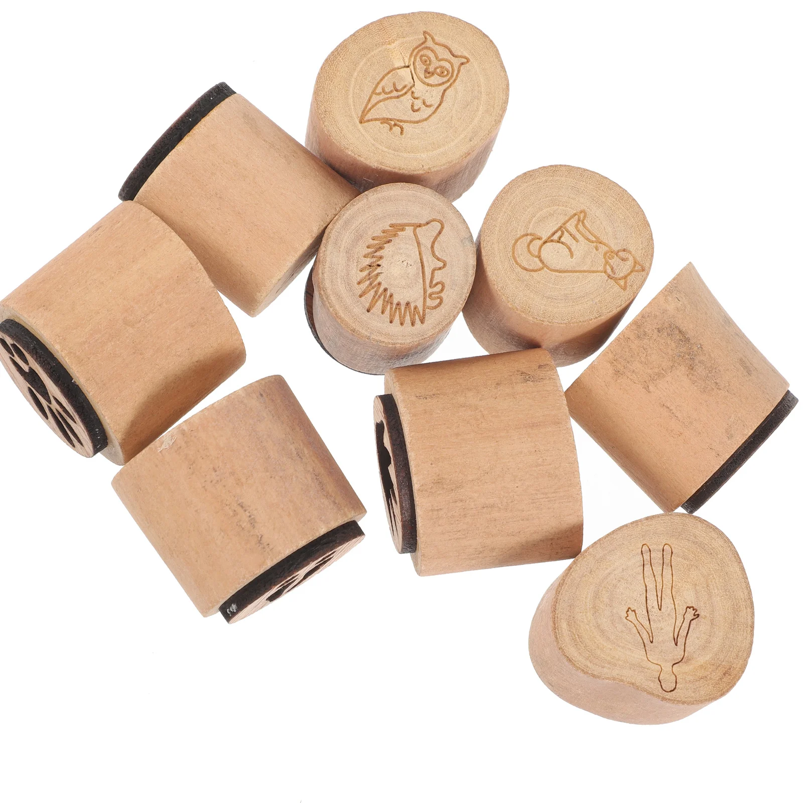 

Decor Retro Wood Stamp DIY Wooden Vintage Mini Stamps Garden Footprint for Kids Cute