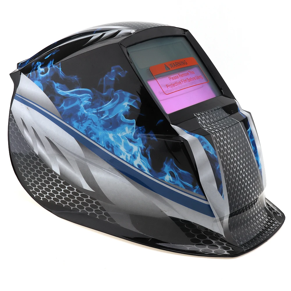 

Blue Fire Solar Automatic Welding Helmet Adjust Darkening Electric Welding Mask Head-Mounted Goggles Light Filter Protective Cap