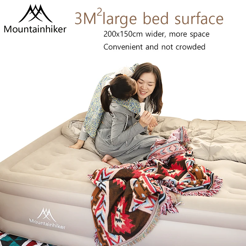Inflatable mattress 2 person indoor camping pad PVC inflatable sleeping pad built-in pump thick luxury