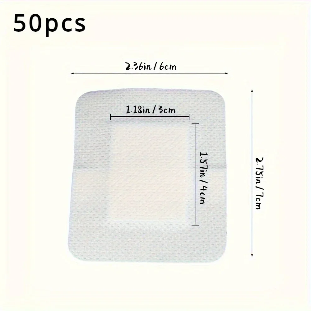 50pcs Wound Dressing Stickers, Breathable Edge Gauze Pads, Self-Adhesive Wound Dressings, Breathable and Anti-Seepage