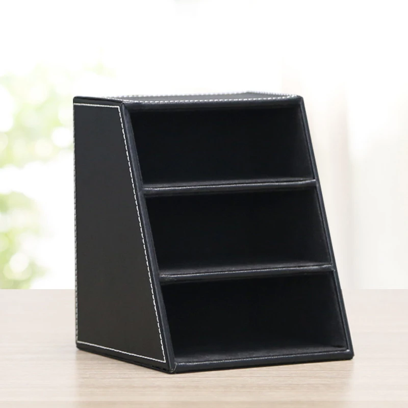 PU Leather Remote Control Holder Multi-Grid Desktop Organizer Storage Box Pen Cosmetic Sorter Home Office Accessories