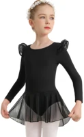 Girls Ballet Leotards for Dance Hollow Back Long Sleeve Skirted Dress for Dance(Toddler/Little Girl/Big Girl) - Image 2