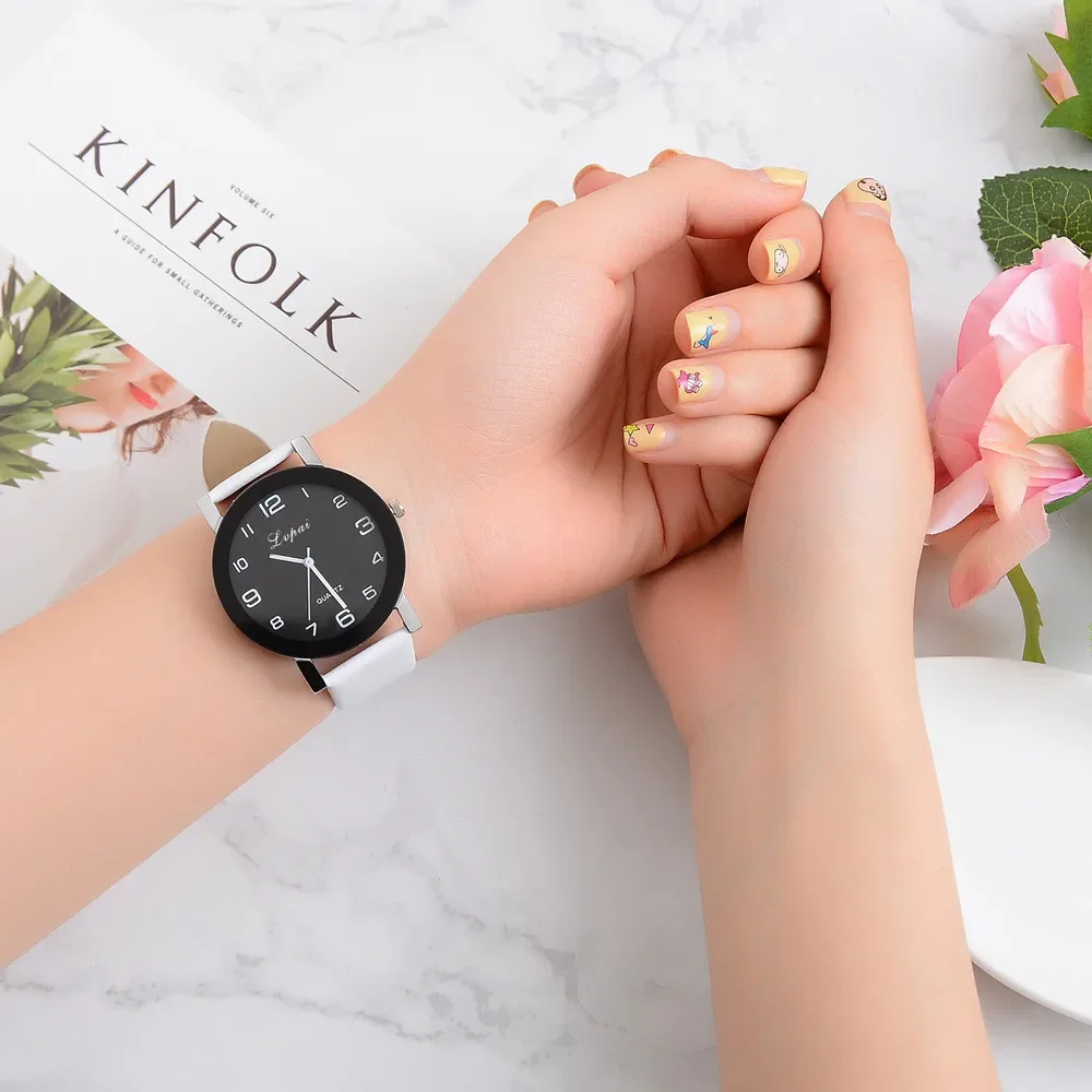 Fashion Simple Women Watch PU Strap Big Dial Creative Quartz Wristwatch Casual Lover Watches Relógio Feminino Reloj Mujer 6