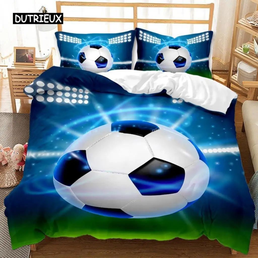 

3D Football Bedding Set Pillowcase Quilt Cover Soccert Duvet Covers Sets Football Field Football Match Theme Teens Boy Decor