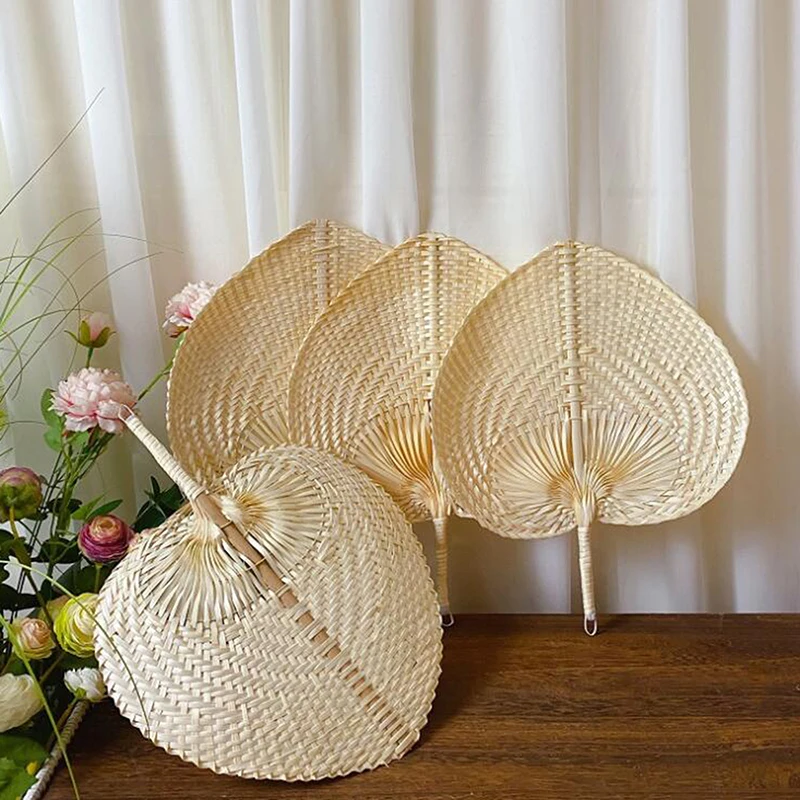 Description Picture 5 of itemSummer Handmade Straw Woven Fans DIY Heart Shaped Bamboo Woven Fan Artificial DIY Woven Cooling Fan Home Decoration