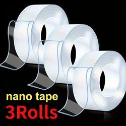 Triple - Pack Strong Adhesive Nano Double - Sided Tape: Reusable, Residue - Free, and Washable (3roll 20mm width 1M )