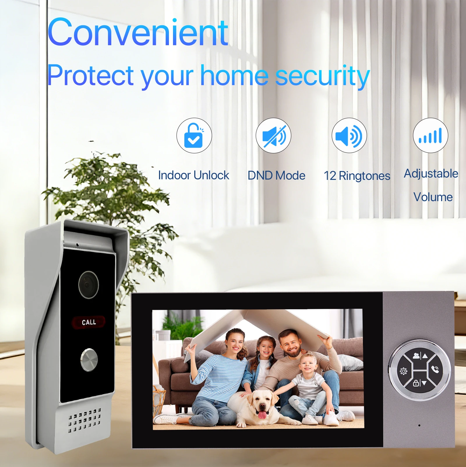 S5b95baecfc784d049ba28030d18d9604l 7 Inch 4-Wired 1080P Waterproof Video Intercom Doorbell, Home Assistant Intercom System for Villa Apartment Gate