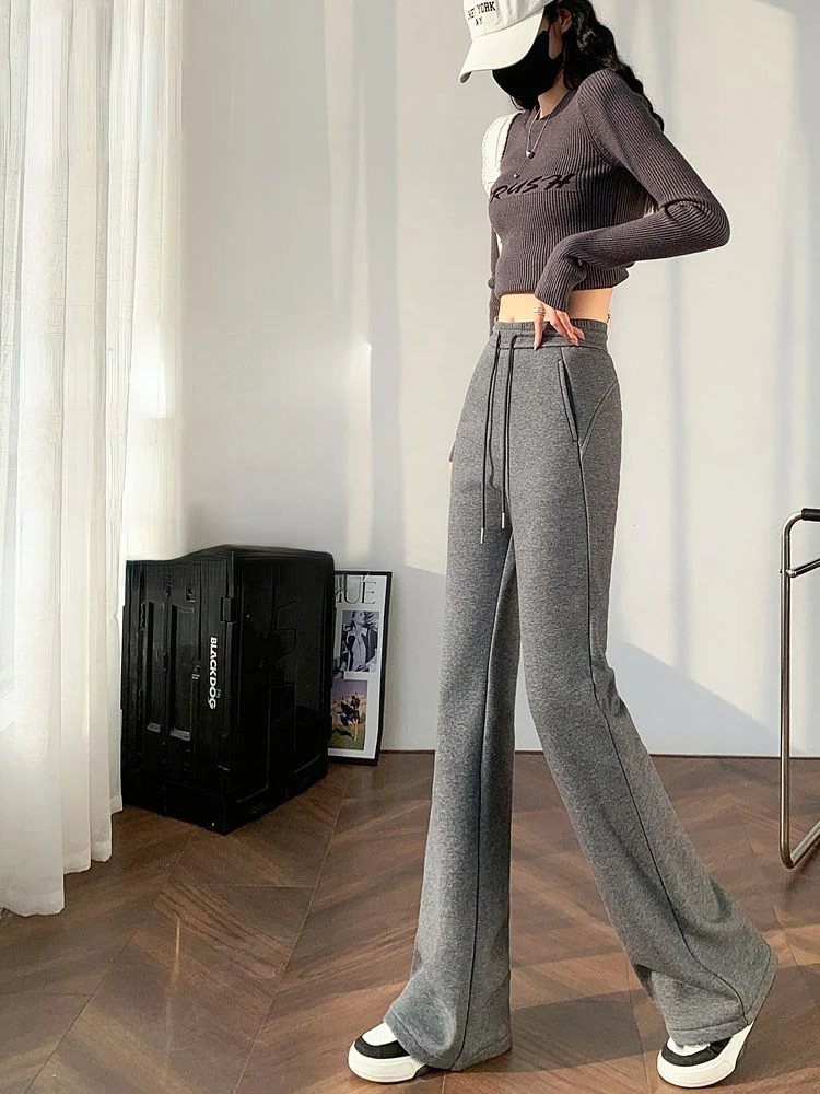 Flare Pants High Waisted Slimming Women's 2023 New Autumn/winter American Retro Straight Leg Pants