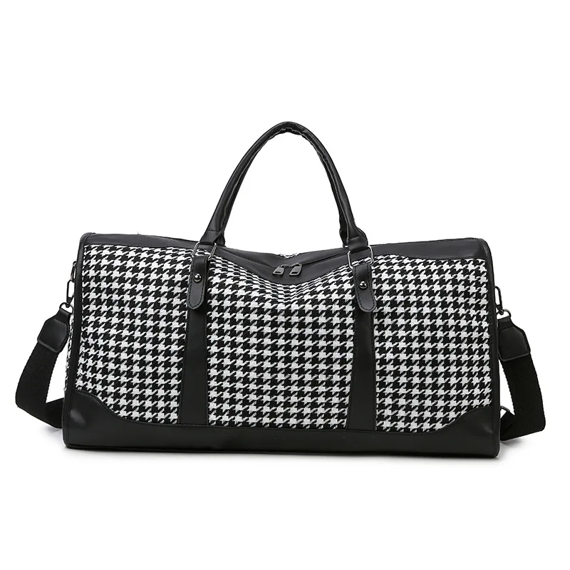 Oxford Houndstooth Travel Duffle Bag Large Capacity Women Fitness Sports Bag Luxury Hand Luggage Bag Fashion Design Weekend Bag