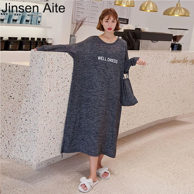 

Jinsen Aite Spring Summer Women's Nightdress Long Sleeve Sleepwear Loose Modal Comfortable Casual Nightgowns Sleepshirts JS855