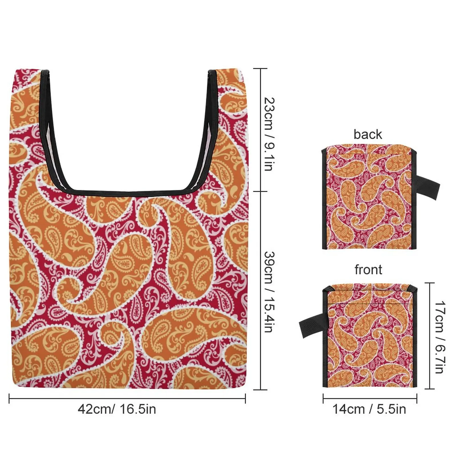Red Unique Decor Shopping Bag Double Strap Handbag Casual Woman Grocery Bag Tote Bag Asthetic Customized Printed