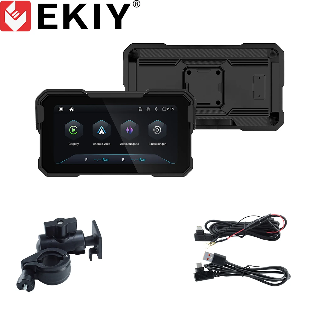 EKIY 6.25 inch GPS Motorcycle Navigation Removable Display Screen Wireless CarPl