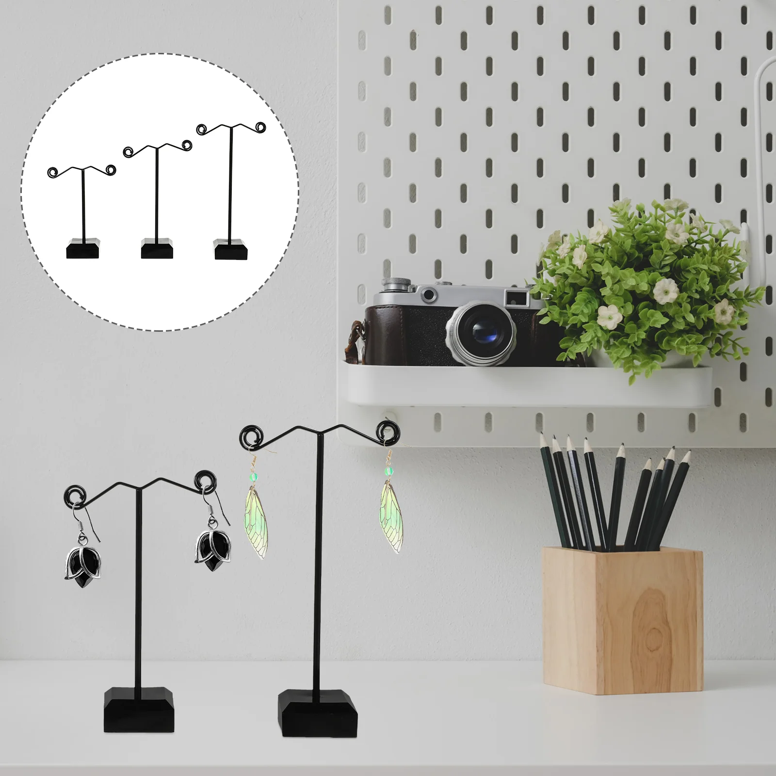 

Acrylic Jewelry Rack Display Stand T Shape Earring Ear Studs Display Stand Organizer Holder for Stud Dangle Hoop Earrings