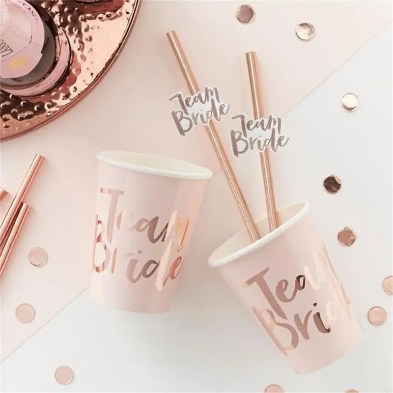 85WF Pack of 12 Team Bride Drinking Paper Straws Birthday Bridal Shower Accessories
