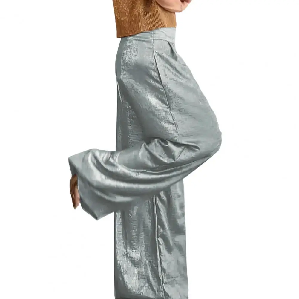 

Однотонные женские брюки, элегантные брюки с широкими штанинами для женщин, брюки с высокой талией для офиса, стильные однотонные брюки для отдыха