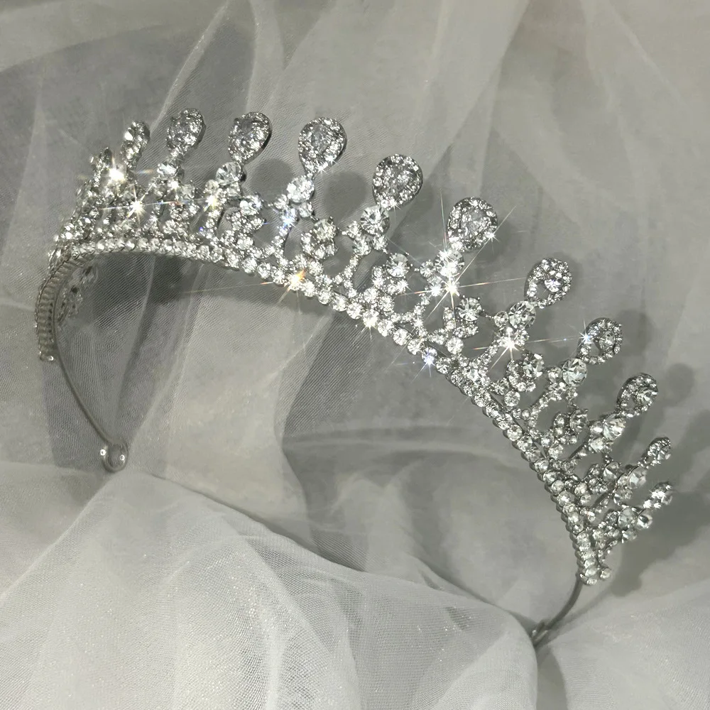 Royal Queen Sliver Crystal Diadema Nuziale Princess Crowns For Women Girls Strass Pageant Diadem Accessori Per Capelli Da Sposa