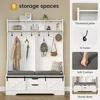 Hall Tree with Bench and Shoe Storage, Entryway Bench with Coat Rack, Modern Farm House Barn Door 3-in-1 Hall Tree, Shoe Rack 4