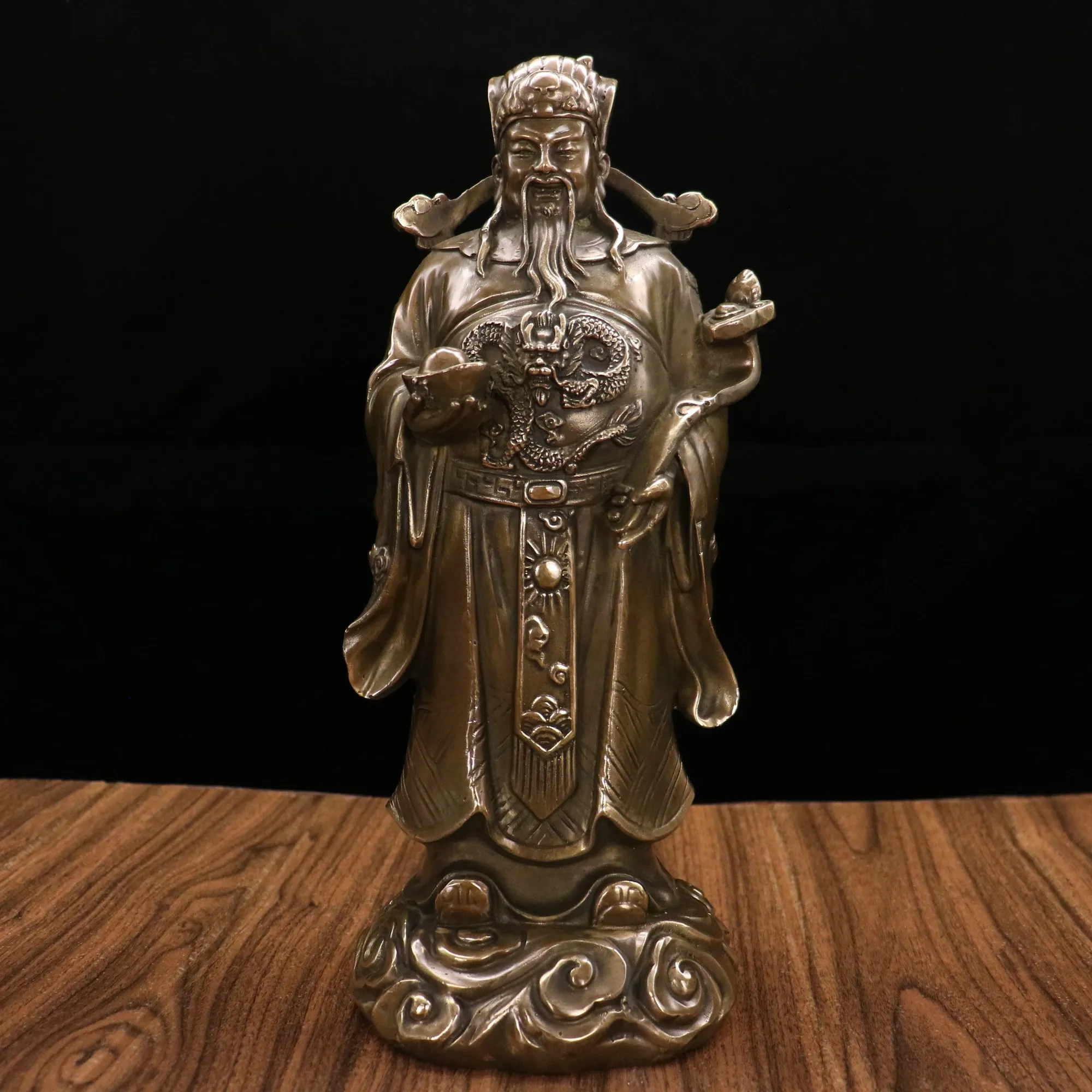 

Коллекция тибетских храмов 14 дюймов, старые бронзовые слитки Ruyi, Бог удачи сборка богатства, поклонение залу, городской дом, Экзорцизм