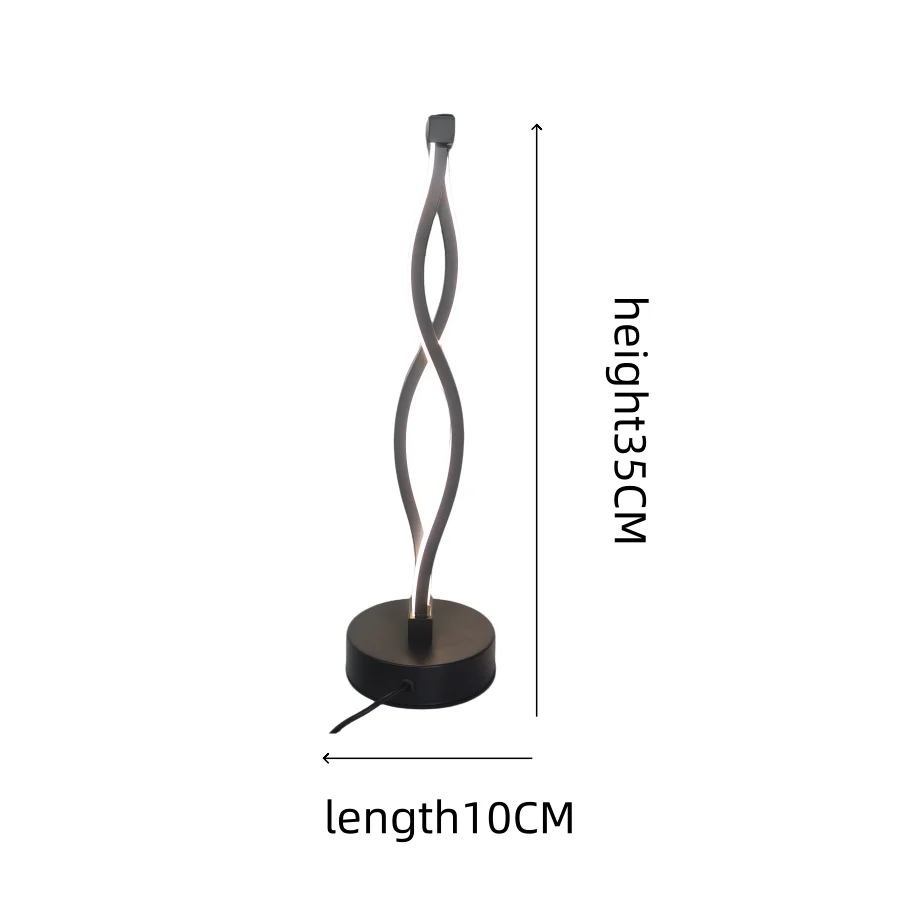 1PC 미니멀리스트 트위스트 웨이브 LED 테이블 램프, 디밍 가능한 따뜻한 주변 조명, 침실, 거실, 사무실용 USB 전원 장식 램프