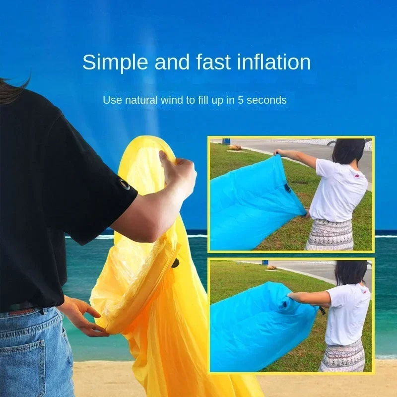 Outdoor Lazy Inflatable Beach Bed Air Sofa Lunch Sleeping Bag Music Festival Air Mattress Portable Single Camping