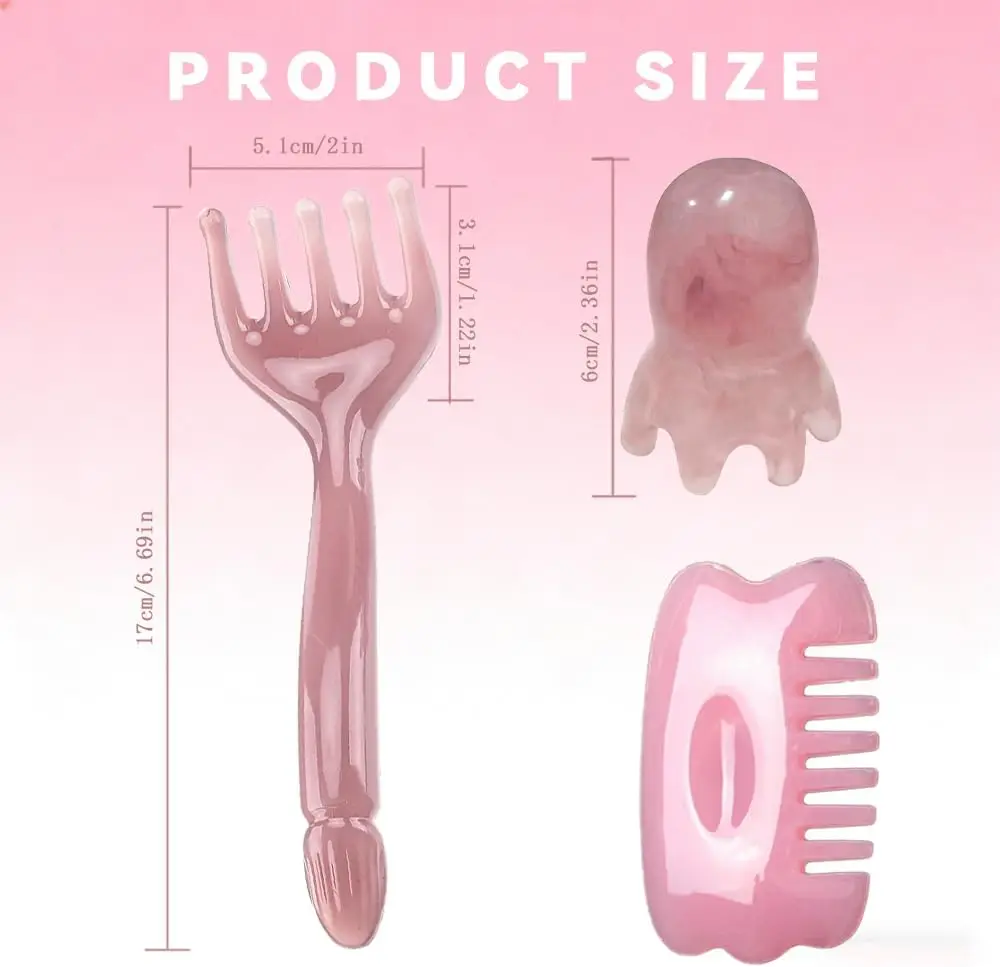 3Pcs Head Massage Tools Manual Scalp Massagers Comb Portable Resin Scalp Stress Relax Tool for Christmas Mother's Day Gifts