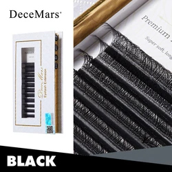 DeceMars Premium Black Brown Dual-Tip Eyelash Extensions - High-Quality C/D Curl - 12mm (Black)