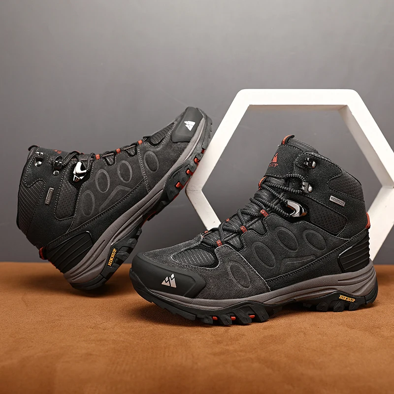 HIKEUP High-Top Männer Wanderschuhe Winter Outdoor Schuhe Schnüren Rutschfeste Sport Casual Trekking Stiefel Mann Wildleder warme Schuhe – Detail 31