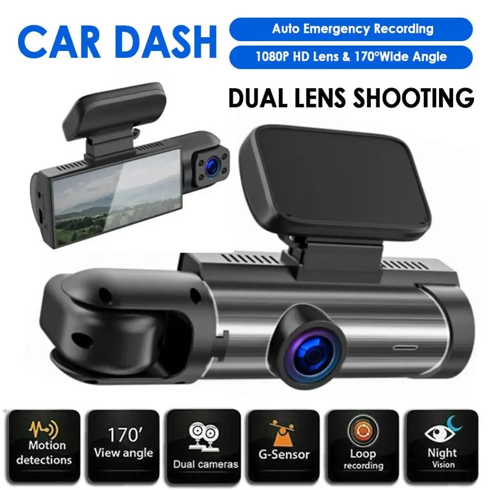 

Dash Cam 3.16-inch Dual-lens Driving Recorder Front Inside Camera G-sensor Hd Night Vision Wide-angle Car Dvr New