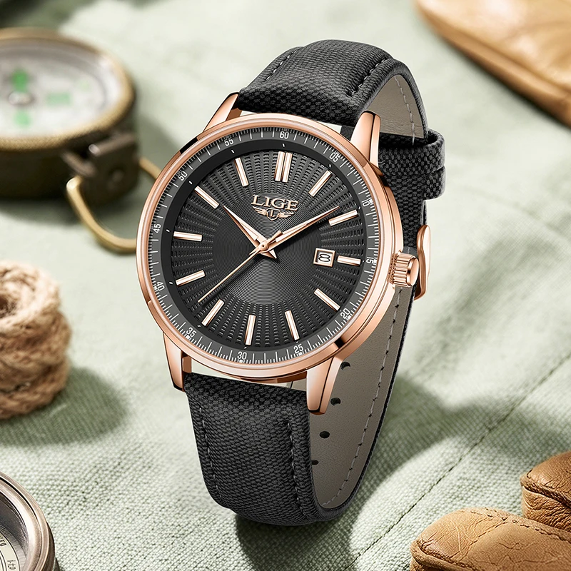 Men's Luminous Leather Sports Watch - Fashionable Waterproof Quartz Timepiece