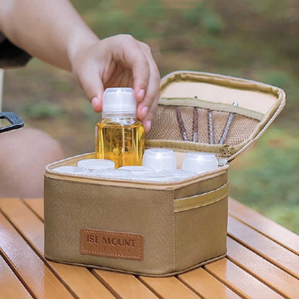 Storage Bag Camping Storage Bag Spice Container Seasoning Bottle Set Storage Bag Large Capacity Camping Seasoning Dispenser Set Condiment Jars Organizer for Picnic Camping BBQ