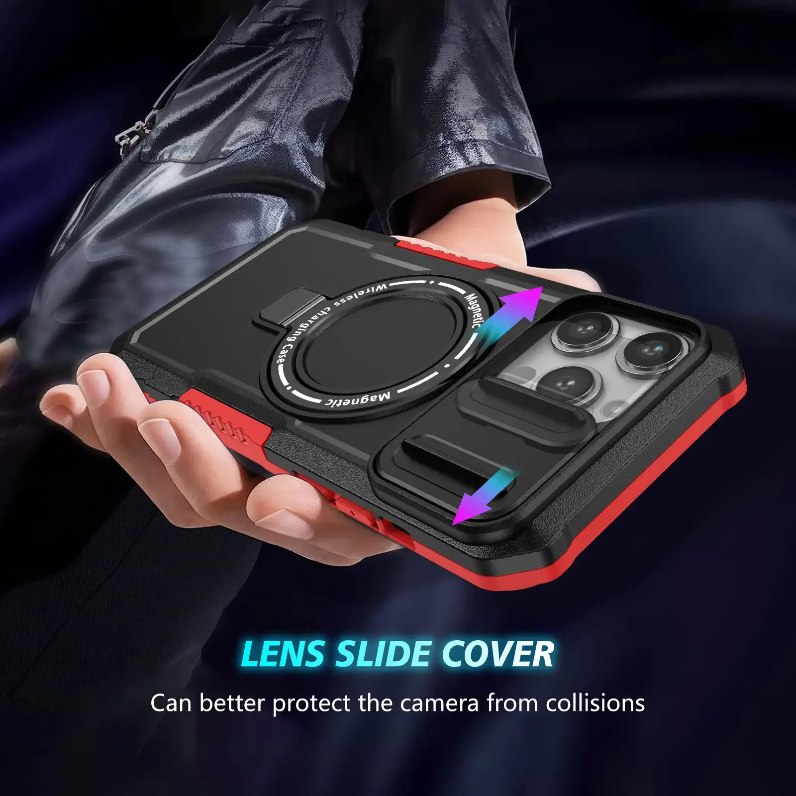 Coque téléphone magnétique avec support pour iphone 16 15 14 pro_voghion.com