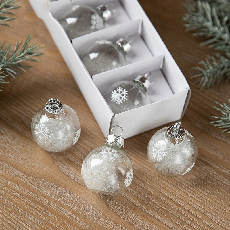 thumbnail image 1 of Juego de 6 bolas navideñas transparentes con lentejuelas de estrella, bolas de cristal para colgar en el árbol de Navidad, decoración para fiestas en el hogar y Año Nuevo, 1 of 5