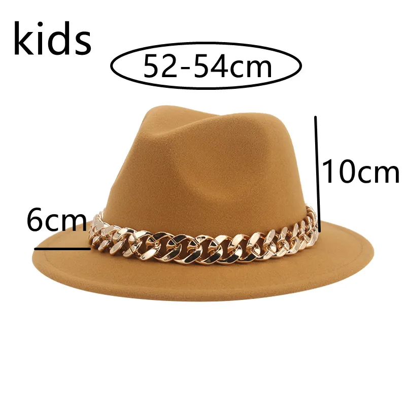 fedora hats for big heads Fedoras Hats Boys Girls Small 52cm 54cm Felted Kids Hats Solid Camel Black Dress Formal Panama Women Hats New Sombreros De Mujer brown fedora