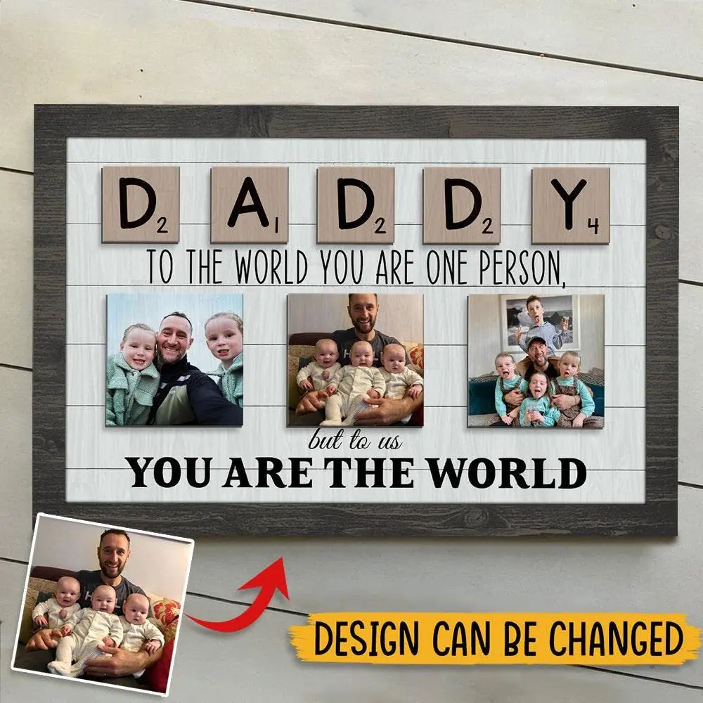 Custom Wood Rectangle Photo Frame Daddy You Are One Person But To Us You Are The World Personalized Picture Craft Sign Dad Gift a6 100x150mm slant back price label paper tags photo picture frame table acrylic menu sign holder display stand racks