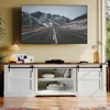 Modern Rustic Entertainment Center with Sliding Barn Door and Storage Cabinets, Metal Media TV Console,66” Farmhouse TV Stand 1
