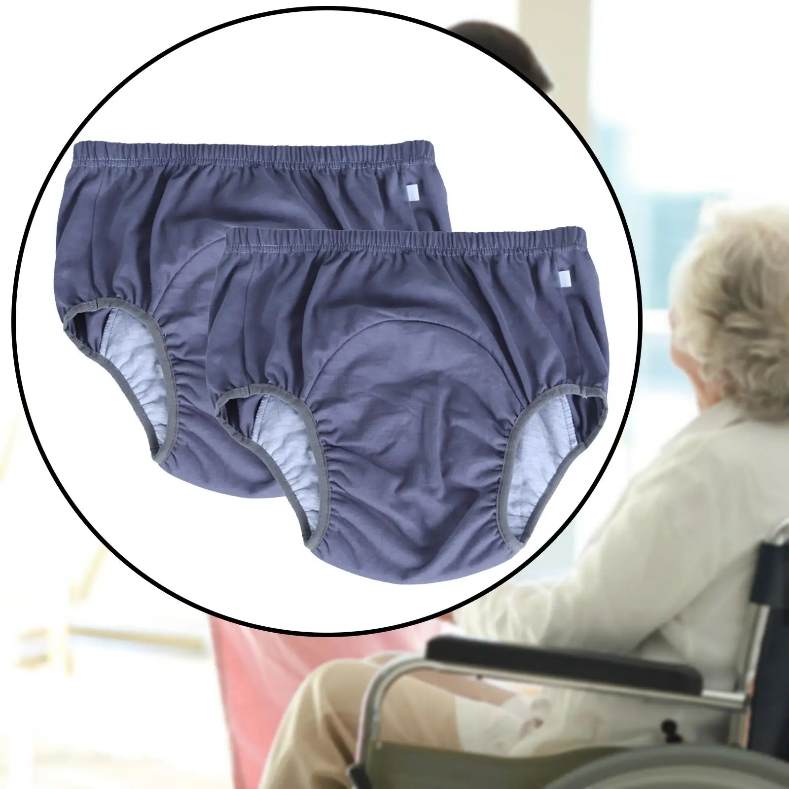 2x Adults Incontinence Underwear Pull on Cover Pant Absorbent Urinary Briefs Washable Adult Cloth Diaper Nappy for Postpartum 3