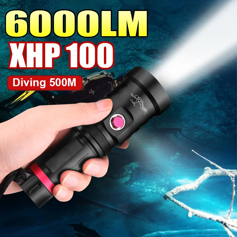 XHP100 High Power Diving Flashlight Professional underwater Lighting Torch Rechargeable 26650 Lantern Waterproof Led Flashlights