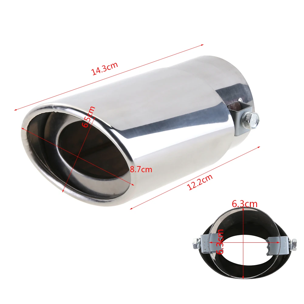 Car Exhaust Tail Pipe Interface 63mm Single Outlet Universal Car Exhaust Tip for 1.5L-2.2L