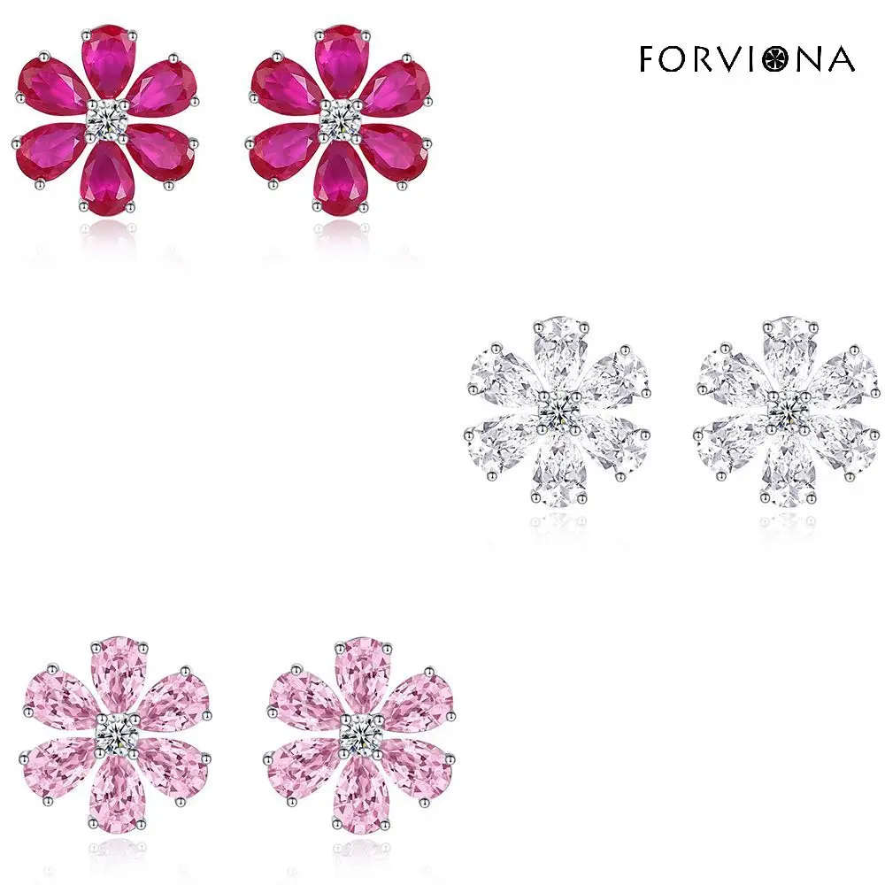 

High Quality Sterling Silver S925 Earrings Flower Earrings Gem Flower Earrings Women's Party Jewelry