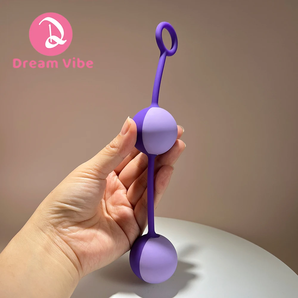 Pure Silicone Kegel Exercisers Duo Ben Wa Balls Pelvic Floor Training Beads Pleasure Sex Toy Woman Internal Free-Roaming Ball