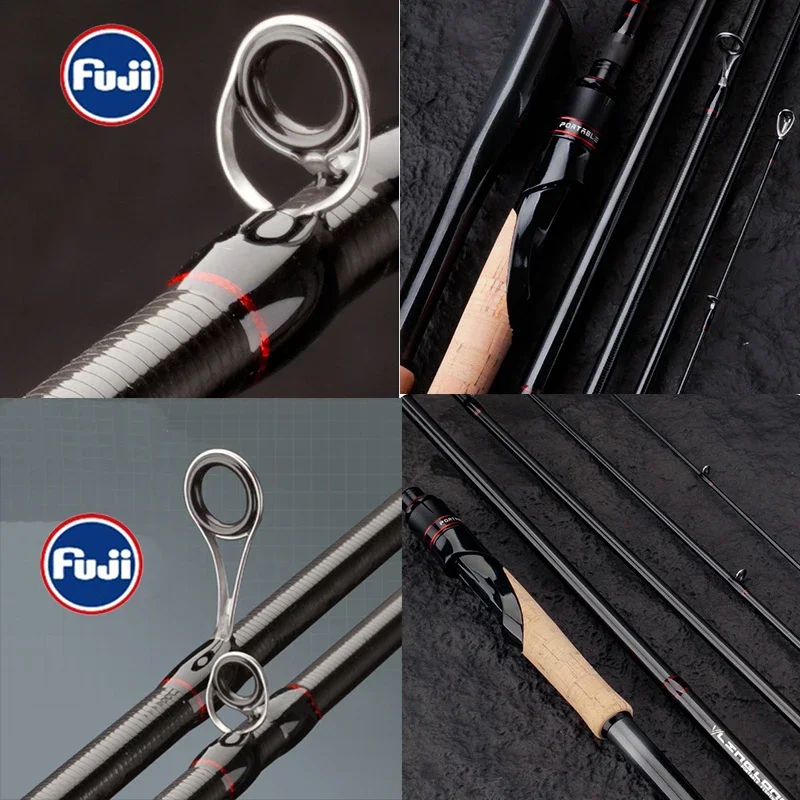 1.98m 2.28m Lure Fishing Rod Fuji Ring 40T Hight Carbon Fiber Spinning Casting Fishing Rod Bait Weight 5-28g Travel Pole