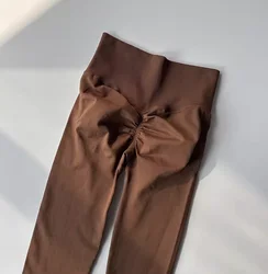 Seamless High Waist Quick Dry Sport Leggings with Scrunch Butt Design - M (CoCoffee)