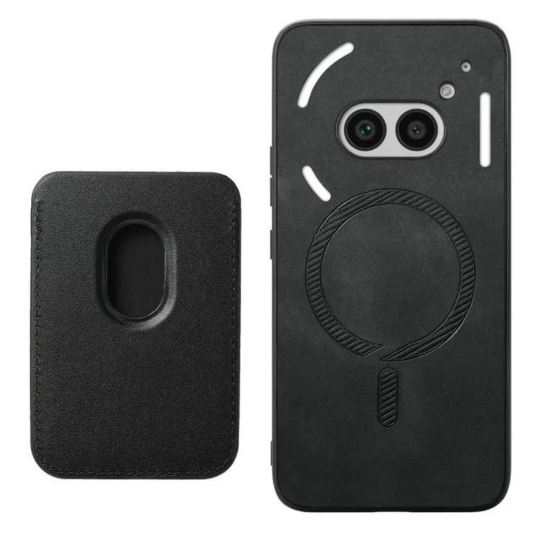 Leather Card Case with Detachable Magnetic Back Panel and Magsafe Compatibility